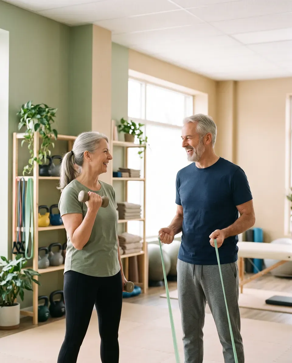 Deux clients à l’entraînement à la clinique